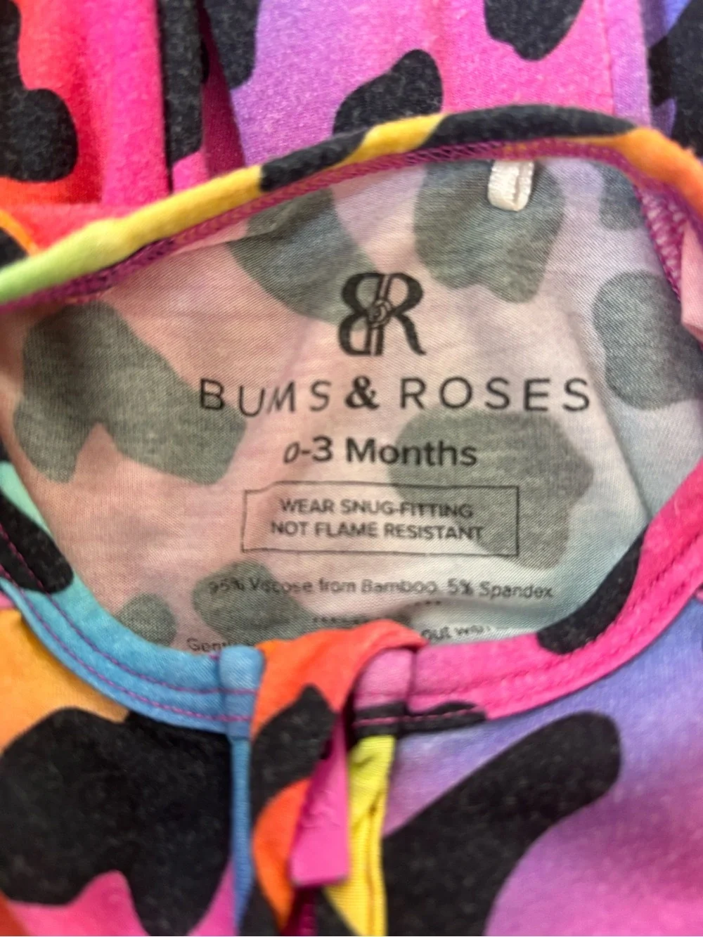 Bums and Roses multicolor leopard print baby bamboo footie